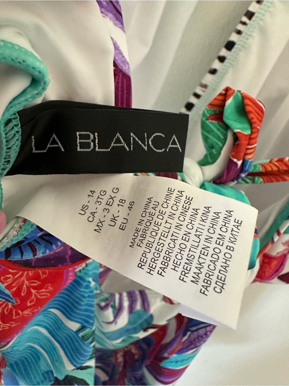 La Blanca Aqua Multi Floral Halter One-Piece Swimsuit size 14 - Picture 6 of 10